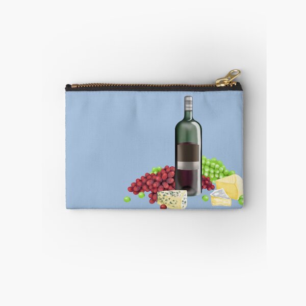 Item preview, Harmonious composition of wine bottle, cheese and grapes designed and sold by katecheerycake.