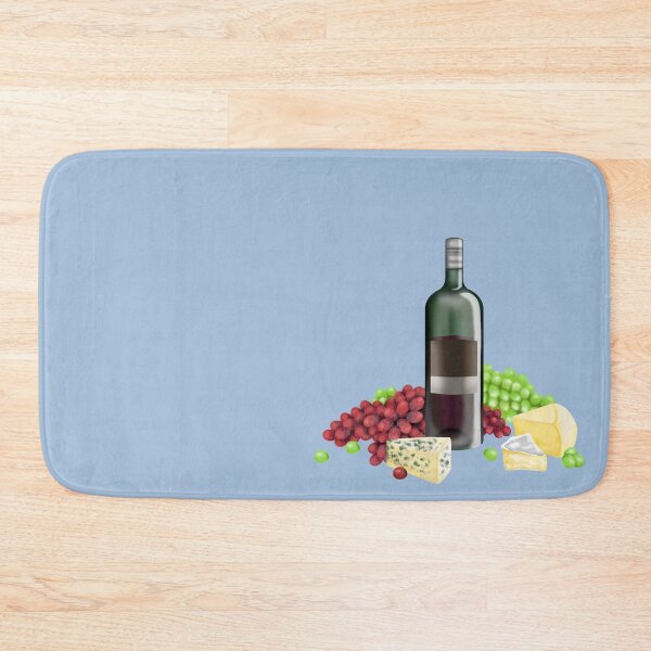 Item preview, Harmonious composition of wine bottle, cheese and grapes designed and sold by katecheerycake.