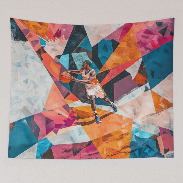 Item preview, Point guard making a pass amidst geometric patterns Active Outdoors Inspired Art designed and sold by CDC40.