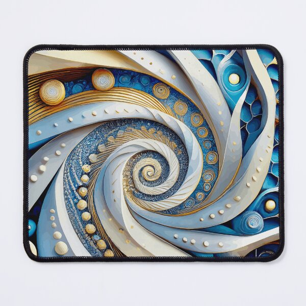Item preview, Blue White Gold Abstract Fibonacci Art 8 designed and sold by Vicky Brago-Mitchell®.