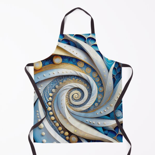 Artikelvorschau, Abstrakte Fibonacci-Kunst in Blau, Weiß und Gold, 8 entworfen und verkauft von Vicky Brago-Mitchell®.