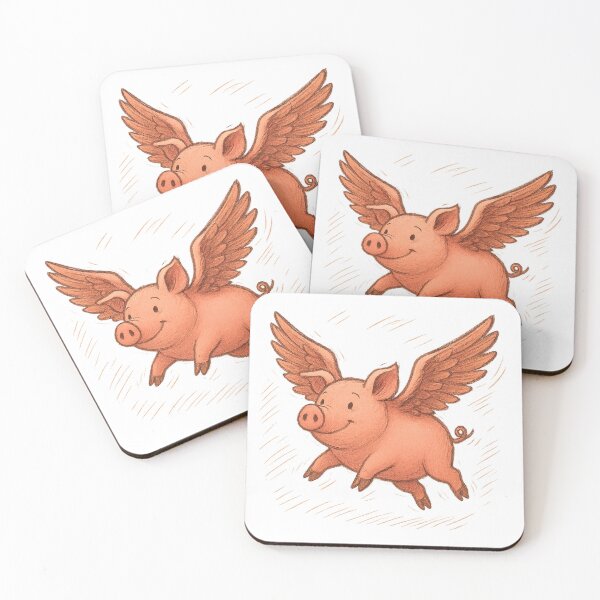 Item preview, Flying Pig in Colored Pencil Style designed and sold by QuirkWears.