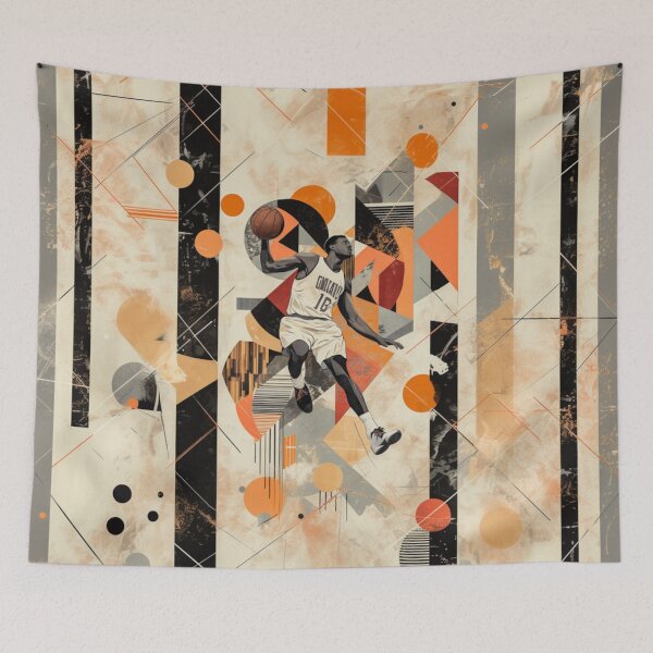 Item preview, Point guard making a pass amidst geometric patterns Active Outdoors Inspired Art designed and sold by CDC40.
