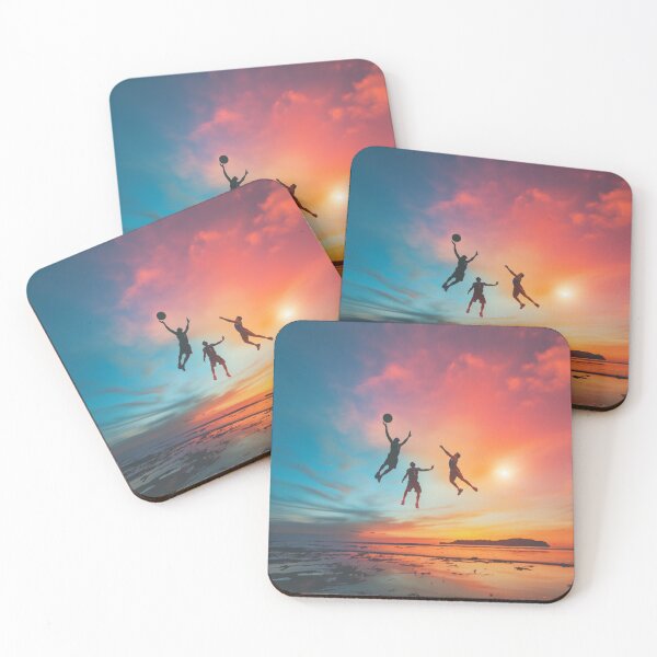 Item preview, Sunset gradient backdrop with basketball players in mid-air Active Outdoors Inspired Art designed and sold by CDC40.