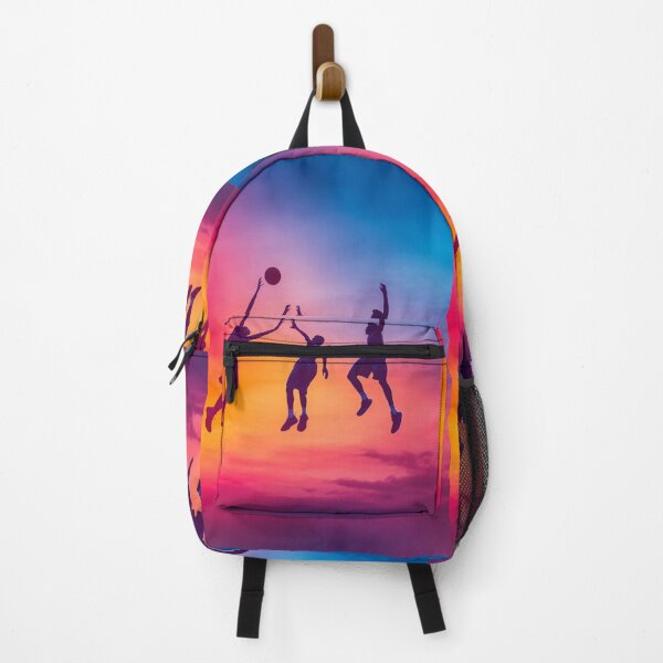 Item preview, Sunset gradient backdrop with basketball players in mid-air Active Outdoors Inspired Art designed and sold by CDC40.
