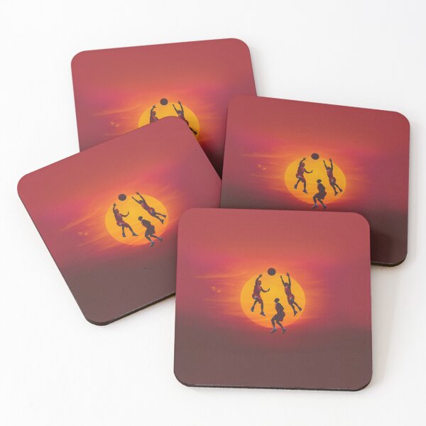 Item preview, Sunset gradient backdrop with basketball players in mid-air Active Outdoors Inspired Art designed and sold by CDC40.