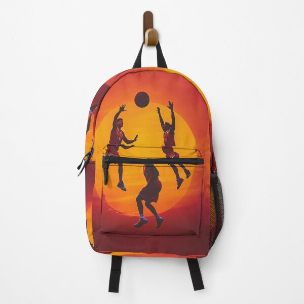 Item preview, Sunset gradient backdrop with basketball players in mid-air Active Outdoors Inspired Art designed and sold by CDC40.