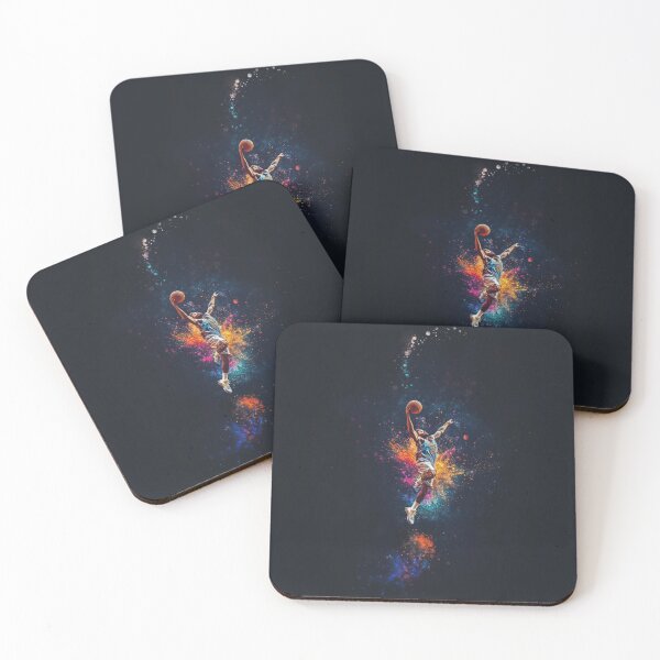 Item preview, Basketball player kicking up splashes of colour during a jump shot Active Outdoors Inspired Art designed and sold by CDC40.