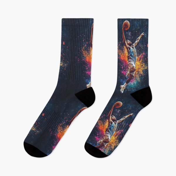 Item preview, Basketball player kicking up splashes of colour during a jump shot Active Outdoors Inspired Art designed and sold by CDC40.