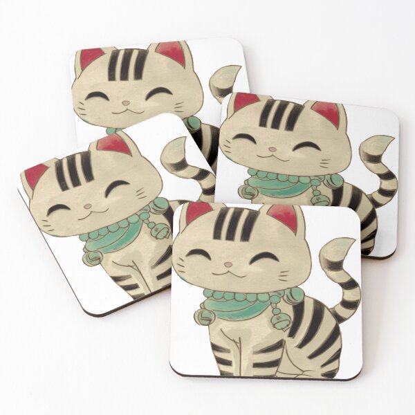 Item preview, Smiling Lucky Cat with Teal Bells designed and sold by pastel.moonwave.