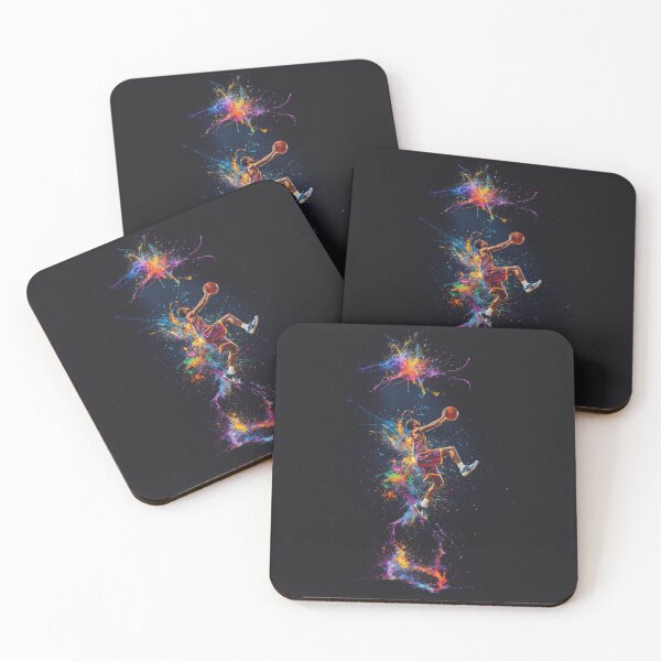 Item preview, Basketball player kicking up splashes of colour during a jump shot Active Outdoors Inspired Art designed and sold by CDC40.