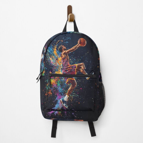 Item preview, Basketball player kicking up splashes of colour during a jump shot Active Outdoors Inspired Art designed and sold by CDC40.