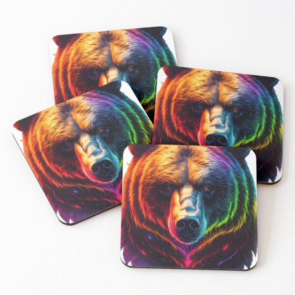 Item preview, Pride Rainbow Bear Face - LGBTQ Bear in Neon Cosmic Colors designed and sold by WarFX Designs.