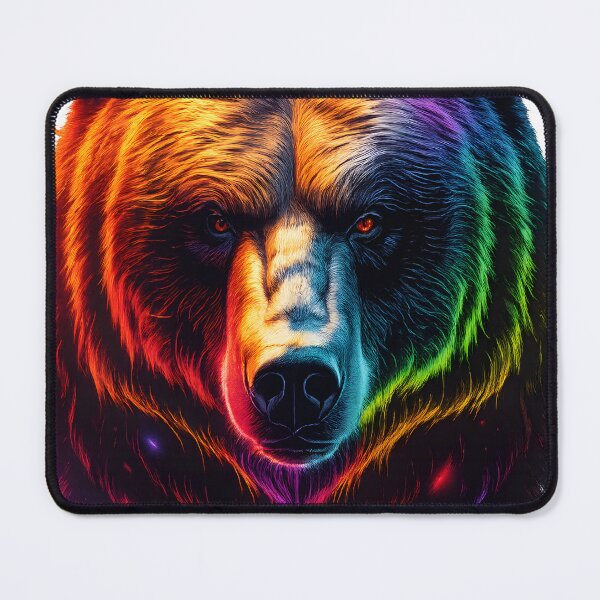 Item preview, Pride Rainbow Bear Face - LGBTQ Bear in Neon Cosmic Colors designed and sold by WarFX Designs.