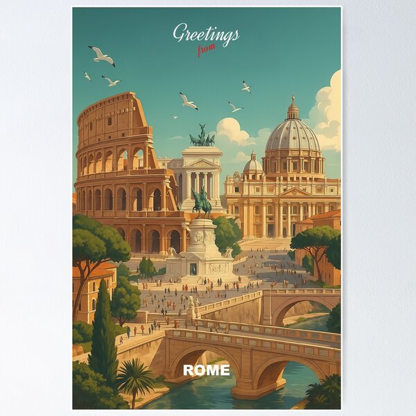Item preview, Greetings from ROME ITALY - Modern Colorful City View designed and sold by Earth Celebration Designs.