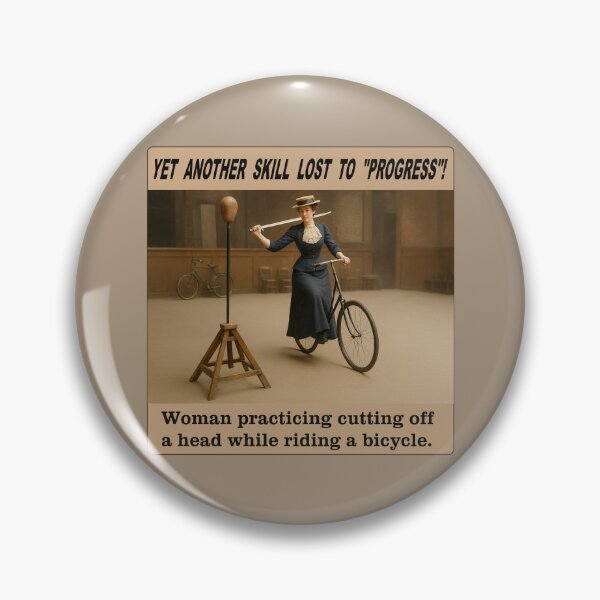 Item preview, Funny Vintage Woman Riding Old Bicycle With Sword Meme designed and sold by Maljonic.