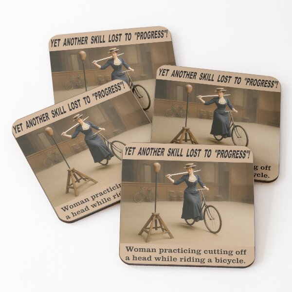 Item preview, Funny Vintage Woman Riding Old Bicycle With Sword Meme designed and sold by Maljonic.