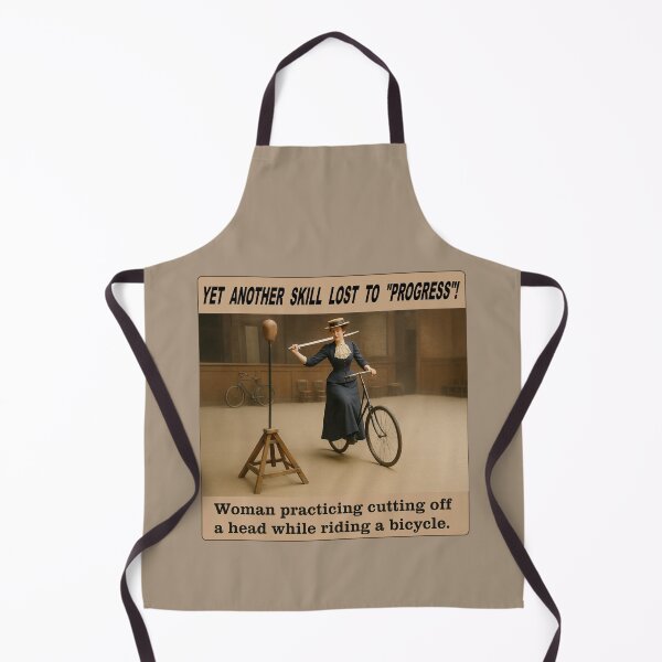 Item preview, Funny Vintage Woman Riding Old Bicycle With Sword Meme designed and sold by Maljonic.