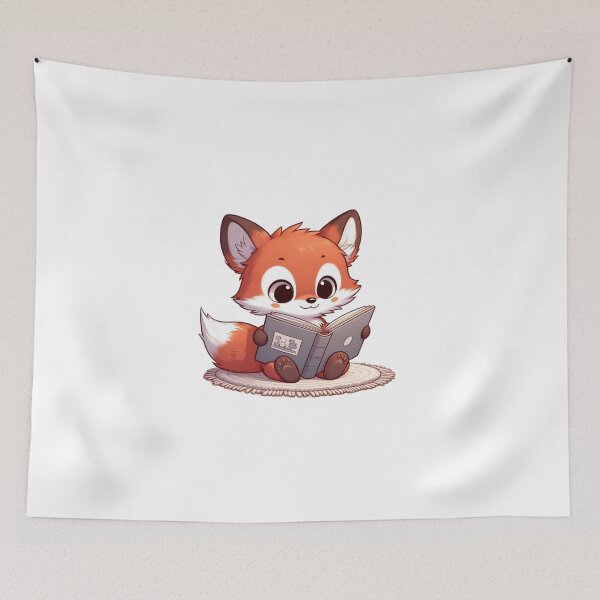 Item preview, Fox Cub Reading - Wholesome Cartoon Animal designed and sold by Confuzz1ed.