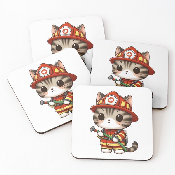 Item preview, Cute Firefighter Cat - Heroic Job Cartoon designed and sold by Confuzz1ed.