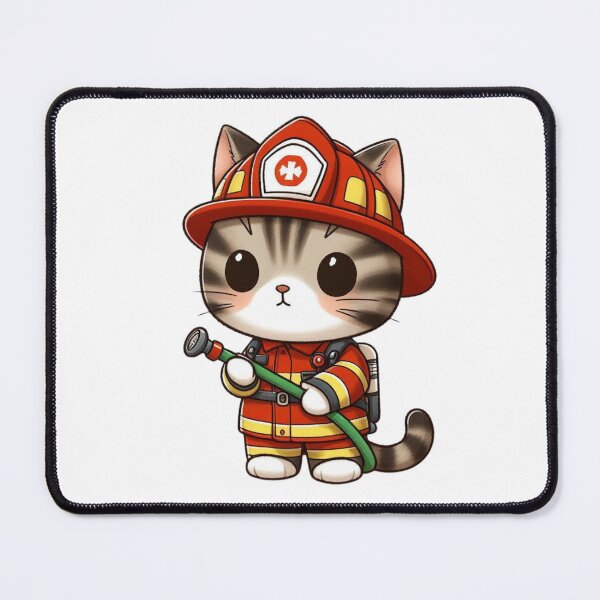 Item preview, Cute Firefighter Cat - Heroic Job Cartoon designed and sold by Confuzz1ed.