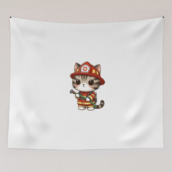 Item preview, Cute Firefighter Cat - Heroic Job Cartoon designed and sold by Confuzz1ed.
