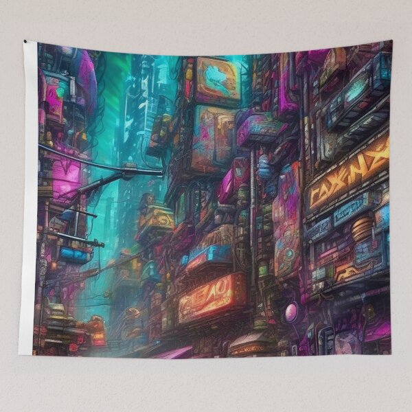 Item preview, Cyberpunk Cityscape - Sci Fi Art concept designed and sold by Delerat7.