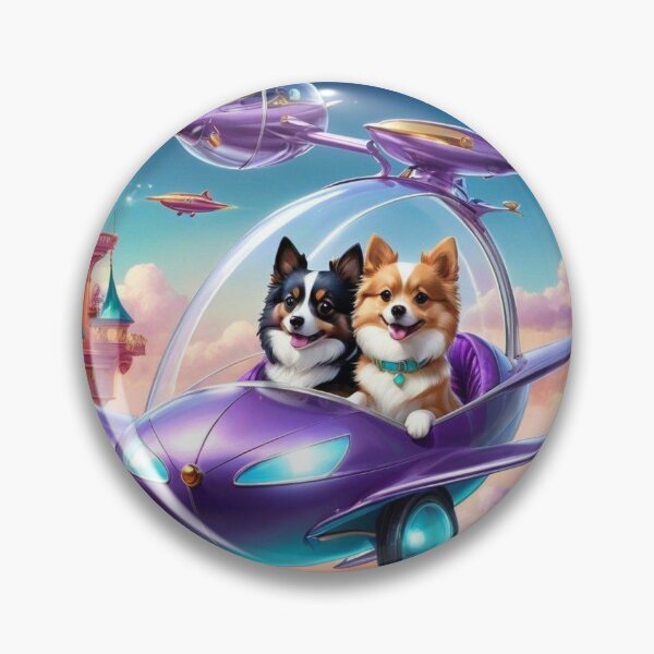 Item preview, Purple Winged Car Carrying Dogs Among Clouds And Castles  designed and sold by Melantari Vizuns.