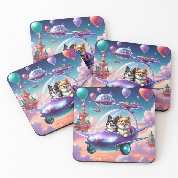 Item preview, Purple Winged Car Carrying Dogs Among Clouds And Castles  designed and sold by Melantari Vizuns.