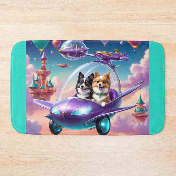 Item preview, Purple Winged Car Carrying Dogs Among Clouds And Castles  designed and sold by Melantari Vizuns.