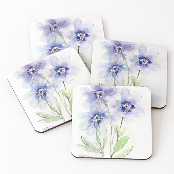 Item preview, Translucent Blue Watercolor Flowers designed and sold by Kara Draws.