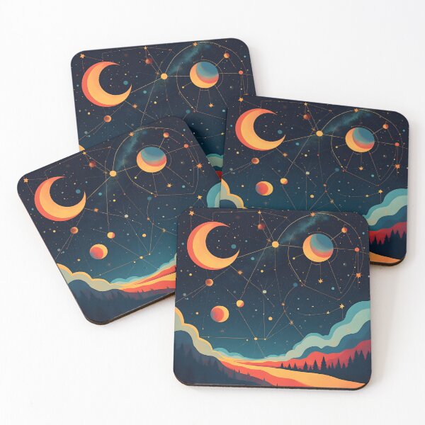 Item preview, Geometric Galaxy – Celestial Map in Bauhaus Pop Art Style designed and sold by WhimsicalThredz.
