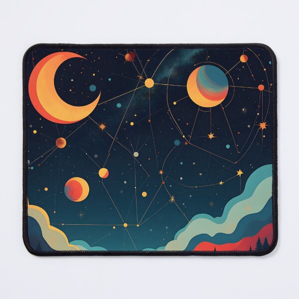 Item preview, Geometric Galaxy – Celestial Map in Bauhaus Pop Art Style designed and sold by WhimsicalThredz.