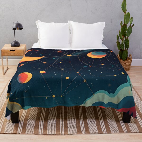 Item preview, Geometric Galaxy – Celestial Map in Bauhaus Pop Art Style designed and sold by WhimsicalThredz.
