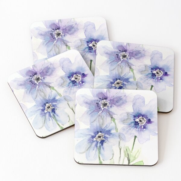 Item preview, Transparent Blue Watercolor Flowers designed and sold by Kara Draws.
