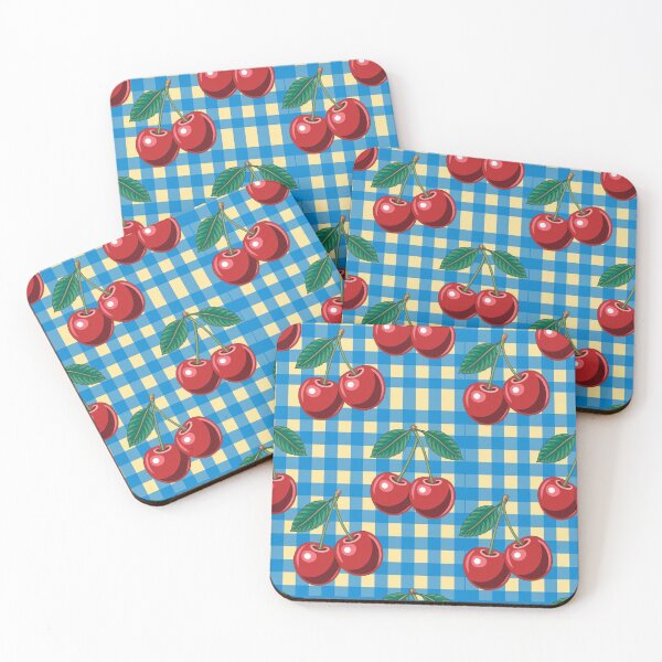 Item preview, Blue gingham cherries designed and sold by CandyVenom.