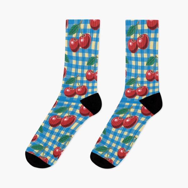 Item preview, Blue gingham cherries designed and sold by CandyVenom.