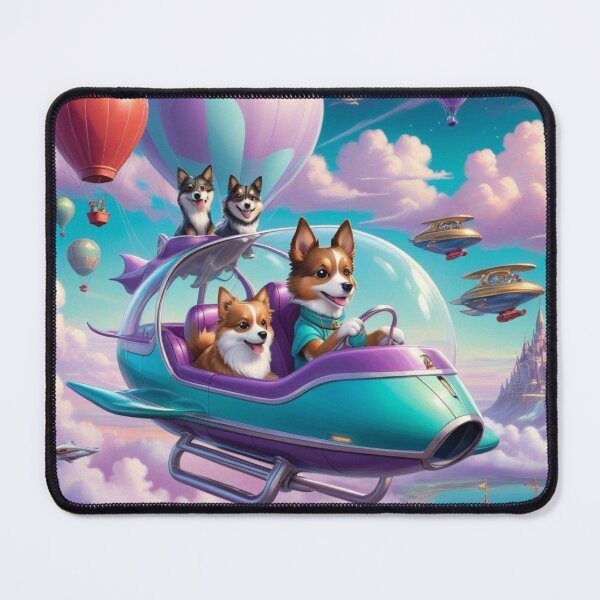 Item preview, Dog Driving Space Car With Friends Passing By Temple And Turrets designed and sold by Melantari Vizuns.