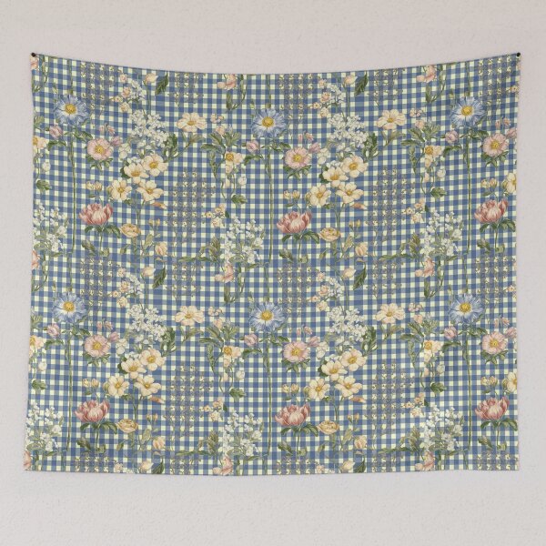 Item preview, Blue gingham floral designed and sold by CandyVenom.