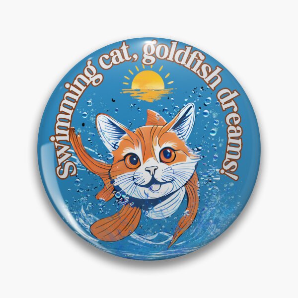 Item preview, Swimming cat, goldfish dreams! cute animal pun tshirt  designed and sold by JumWow.