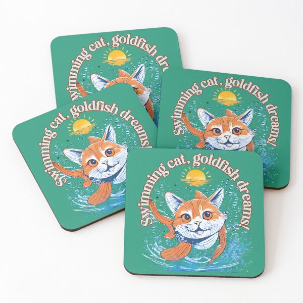 Item preview, Swimming cat, goldfish dreams! cute animal pun tshirt  designed and sold by JumWow.