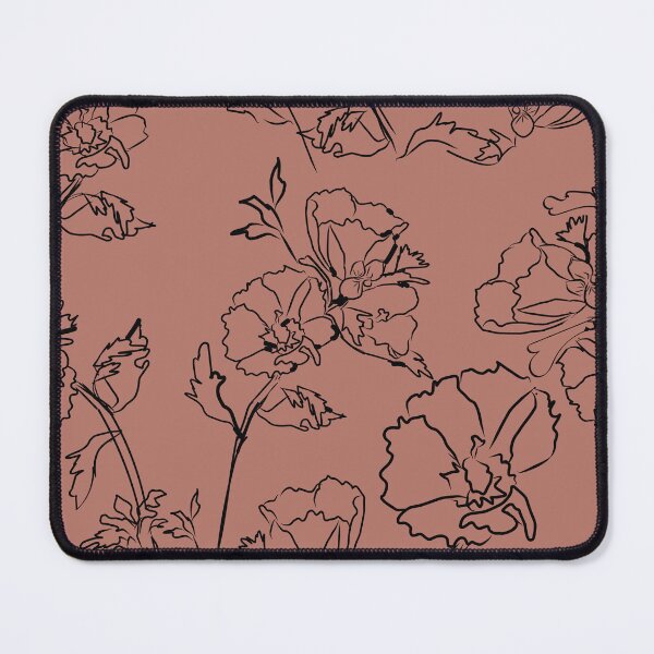 Item preview, Rose of Sharon Floral Line Art – Minimalist Botanical Seamless Pattern in Mocha designed and sold by goodforsoulart.