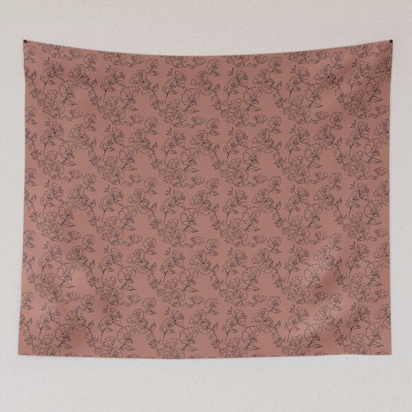 Item preview, Rose of Sharon Floral Line Art – Minimalist Botanical Seamless Pattern in Mocha designed and sold by goodforsoulart.