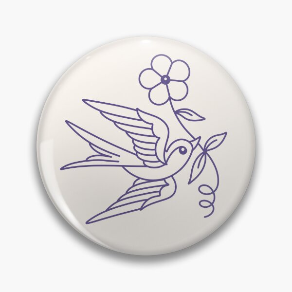 Item preview, Sparrow / Swallow with Purple Flower Stencil Version Traditional designed and sold by TradStickers.