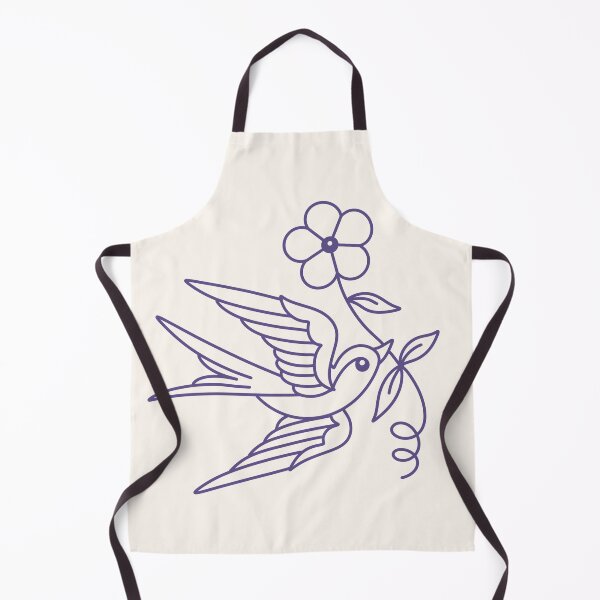 Item preview, Sparrow / Swallow with Purple Flower Stencil Version Traditional designed and sold by TradStickers.
