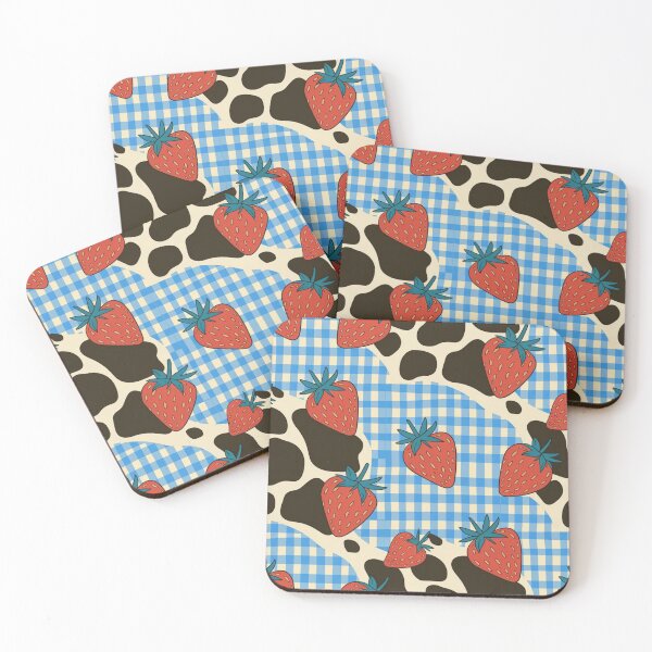 Item preview, Blue gingham cow print designed and sold by CandyVenom.