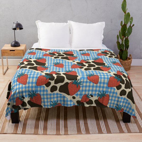 Item preview, Blue gingham cow print designed and sold by CandyVenom.