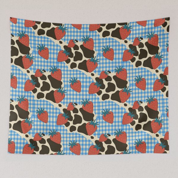 Item preview, Blue gingham cow print designed and sold by CandyVenom.