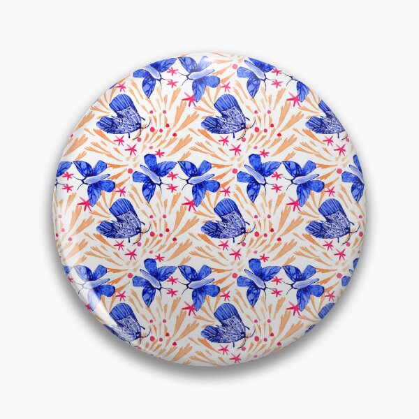 Item preview, Bustling Navy Blue Chinoiserie Moths/Floristic /Large Scale designed and sold by Nawafiadesigns.