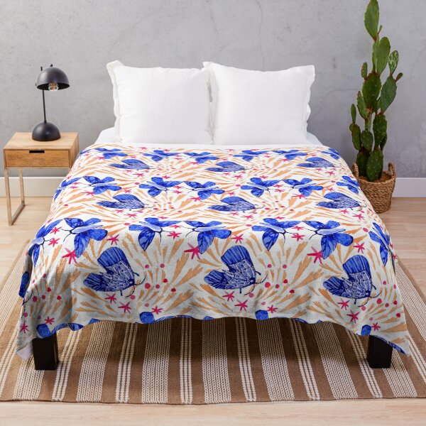 Item preview, Bustling Navy Blue Chinoiserie Moths/Floristic /Large Scale designed and sold by Nawafiadesigns.